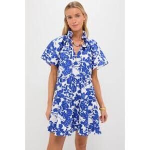 Hyacinth House XL Tuckernuck Thea Floral Tiered Mini Dress White Blue Floral